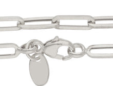 Load image into Gallery viewer, 18K WHITE GOLD BRACELET SQUARED OVAL PAPER CLIP 3x10mm LINKS, 7.5&quot; 19cm ITALY.
