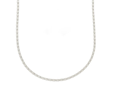 18K WHITE GOLD SOLID CHAIN, SMALL 1.5mm OVALS WITH CIRCLES, 19.7