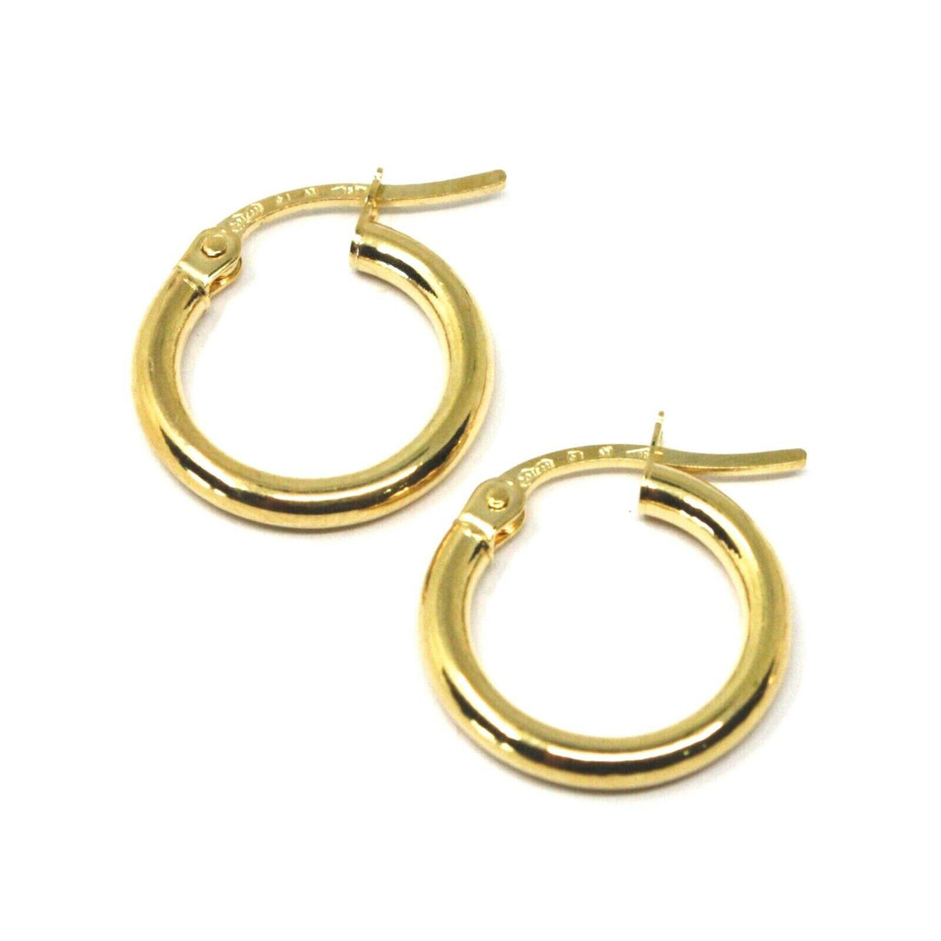 18K YELLOW GOLD ROUND MINI CIRCLE EARRINGS DIAMETER 10 MM WIDTH 2 MM, ITALY MADE