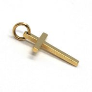 18K YELLOW GOLD MINI SQUARE CROSS, MADE IN ITALY, 2 CM, 0.8 INCHES.