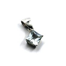 Load image into Gallery viewer, solid 18k white gold princess cut 1 carat 6.5mm natural aquamarine pendant.
