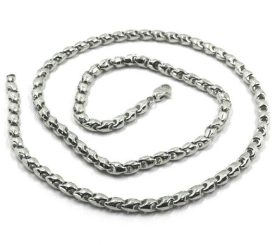 18k white gold chain 4mm tube rounded drop link 50cm 20