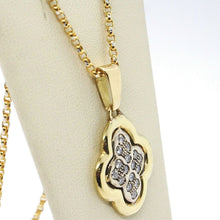 Load image into Gallery viewer, 18k yellow &amp; white gold necklace with diamonds cross rounded pendant
