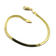 Load image into Gallery viewer, 18K YELLOW GOLD BRACELET FLAT 3.5mm BOX SNAKE FISHBONE, 7.3&quot;, 18.5cm HERRINGBONE.
