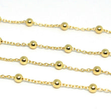 Load image into Gallery viewer, 18k yellow gold balls chain 2 mm, 35 inches long, sphere alternate oval rolo
