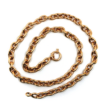 Load image into Gallery viewer, 18K ROSE PINK GOLD CHAIN NECKLACE 17.7&quot;, ROUND CIRCLE ROLO BIG LINK 8.5x6.5mm.
