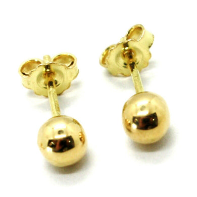 18k yellow gold earrings with ball balls spheres sphere diam. 5 mm made in Italy.