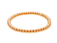 18k rose gold elastic bracelet, tubes discs ovals diameter 5mm 0.2