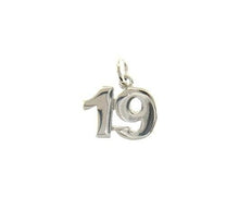 Load image into Gallery viewer, 18k white gold number 19 nineteen small pendant charm, 0.4&quot;, 10mm.
