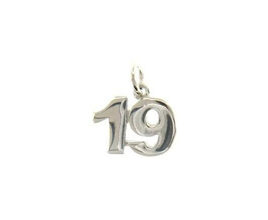 18k white gold number 19 nineteen small pendant charm, 0.4