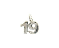 18k white gold number 19 nineteen small pendant charm, 0.4