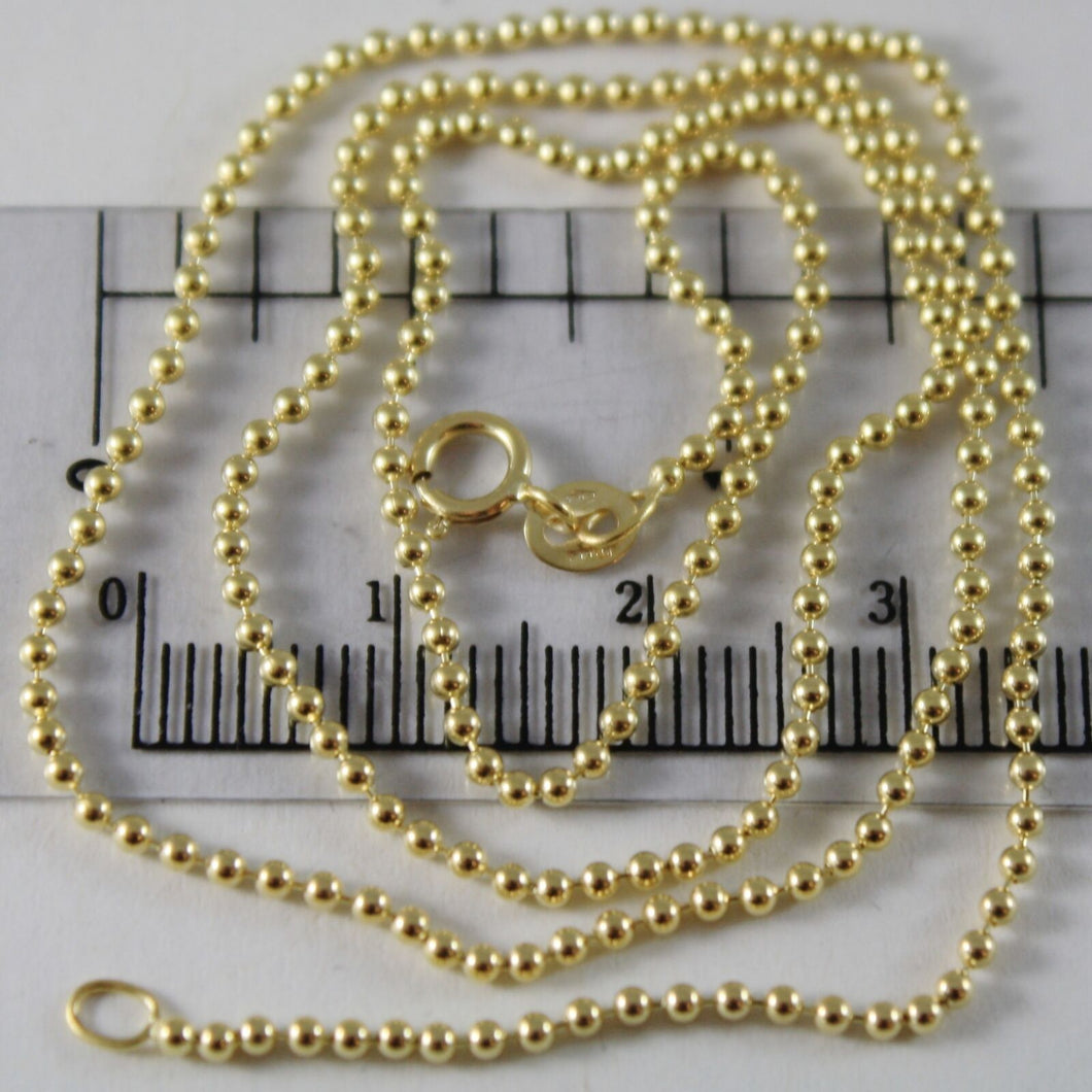 18K YELLOW GOLD CHAIN MINI BALLS BALL SPHERES 1.5 MM, 19.70 INCH, MADE IN ITALY.