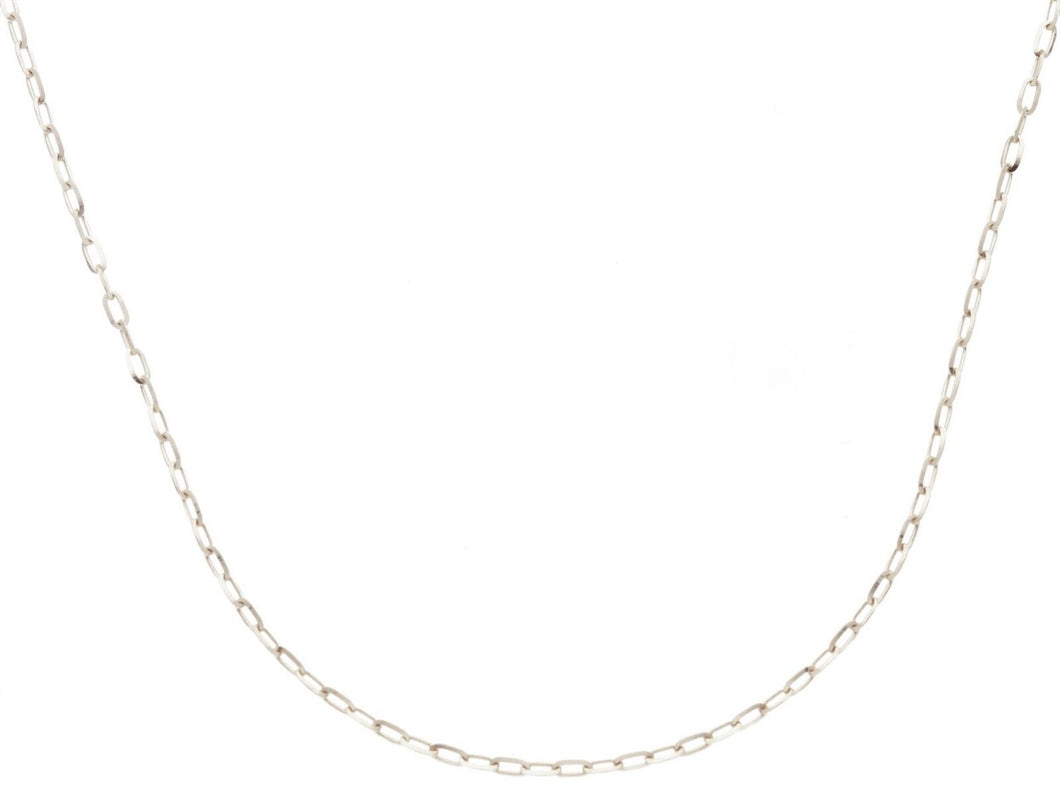 18K WHITE GOLD CHAIN SMALL SQUARED CABLE 1.2mm OVAL LINKS, 16