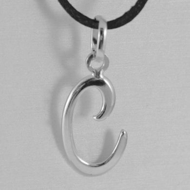 18k white gold pendant charm initial letter C, made in Italy 0.9 inches, 23 mm.