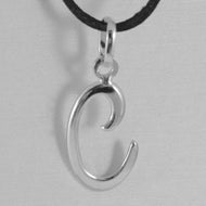 18k white gold pendant charm initial letter C, made in Italy 0.9 inches, 23 mm.