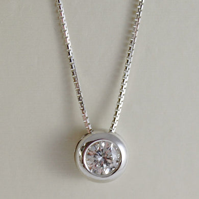 18k white gold necklace with diamond 0.45 carats, venetian chain made in Italy.
