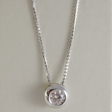 Load image into Gallery viewer, 18k white gold necklace with diamond 0.25 carats, venetian chain made in Italy
