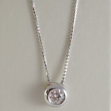 18k white gold necklace with diamond 0.25 carats, venetian chain made in Italy.