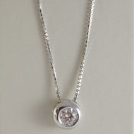 18k white gold necklace with diamond 0.25 carats, venetian chain made in Italy.