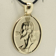 18K YELLOW GOLD PENDANT BIG OVAL MEDAL JESUS FACE 30 MM ENGRAVABLE MADE IN ITALY.