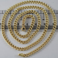 18K YELLOW GOLD CHAIN GRUMETTE GOURMETTE LINK 3 MM, 19.70 INCHES MADE IN ITALY.