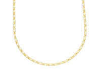 SOLID 18K YELLOW GOLD CHAIN NECKLACE THIN TIGER EYE OVAL FLAT LINKS 2mm, 24