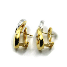 Load image into Gallery viewer, 18K YELLOW WHITE GOLD CLIPS PENDANT 26mm EARRINGS ALTERNATE ROUNDED DOUBLE OVAL.
