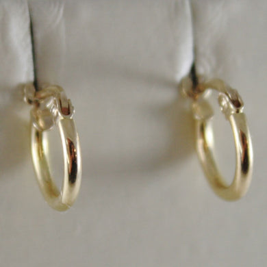 18K YELLOW GOLD EARRINGS MINI CIRCLE HOOP 10 MM 0.39 IN DIAMETER MADE IN ITALY.