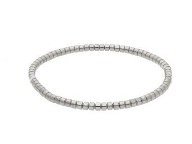 18k white gold elastic bracelet, small tubes discs diameter 3.2mm 0.13