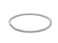 18k white gold elastic bracelet, small tubes discs diameter 3.2mm 0.13