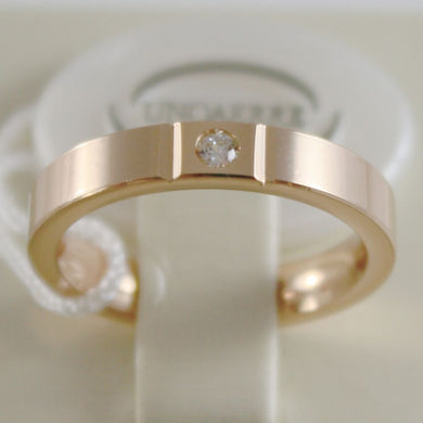 18k rose gold wedding band unoaerre square comfort ring, diamond made in Italy.