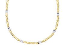 Load image into Gallery viewer, 18K YELLOW WHITE GOLD FLAT CHAIN NECKLACE 2.5mm MARINER OVALS &amp; PLATES, 24&quot; 60cm.
