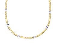 18K YELLOW WHITE GOLD FLAT CHAIN NECKLACE 2.5mm MARINER OVALS & PLATES, 24