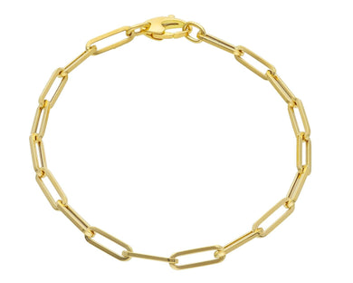 18K YELLOW GOLD BRACELET SQUARED OVAL PAPER CLIP 4x12mm, 7.5