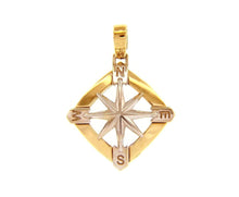 Load image into Gallery viewer, 18K YELLOW WHITE GOLD COMPASS WIND ROSE RHOMBUS PENDANT, DIAMETER 20mm 0.8&quot;
