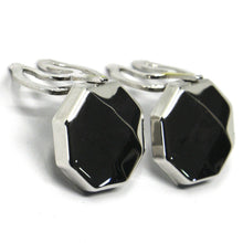 Load image into Gallery viewer, 18k white gold button covers, faceted octagon, made in Italy.
