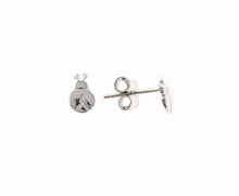 Load image into Gallery viewer, 18k white gold earrings with shiny luster ladybug puppy  made in Italy  0.28 in.
