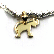 Load image into Gallery viewer, 925 STERLING SILVER TUBES CUBES BRACELET, 9K YELLOW GOLD 10mm ELEPHANT PENDANT.
