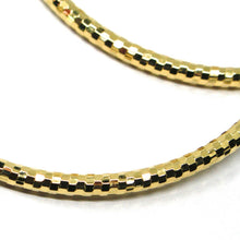 Load image into Gallery viewer, 18K YELLOW GOLD CIRCLE HOOPS TUBE 3mm, BIG EARRINGS 6.8cm, SHINY FACETED SQUARES
