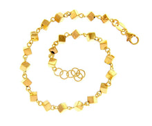 Load image into Gallery viewer, 18K YELLOW GOLD BRACELET, 19cm 7.5&quot;, CUBES 5mm 0.2&quot; ROW, MADE IN ITALY
