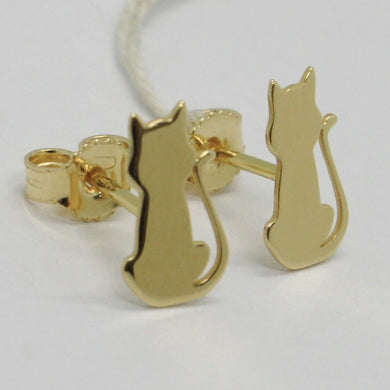 SOLID 18K YELLOW GOLD EARRINGS, WITH FLAT CATS, LENGTH 13 MM, MADE IN ITALY.