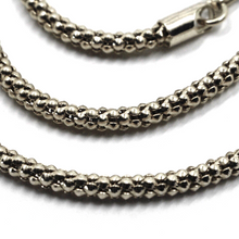 Load image into Gallery viewer, 18k white gold basket rounded 2.2mm tube basket popcorn chain necklace, 20&quot;.
