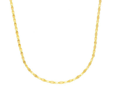 18K YELLOW GOLD CHAIN, SMALL 1.5mm FLAT POLISHED CROSSED OVALS, 17.7