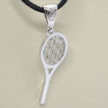 Load image into Gallery viewer, 18k white gold tennis racket pendant, charm, 20 mm, 0.8 inches, made in Italy.
