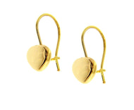 18K YELLOW GOLD PENDANT HOOK ROUNDED 8mm HEARTS EARRINGS LENGTH 20mm 0.8