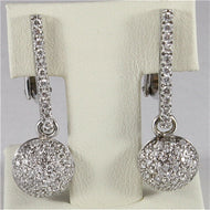 18k white gold diamonds ball pendant earrings, ct1.24, color h, made in Italy.