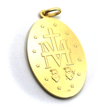 Load image into Gallery viewer, Solid 18k yellow gold Miraculous medal Virgin Mary Madonna big 30x45mm, 1.2x1.8&quot;.
