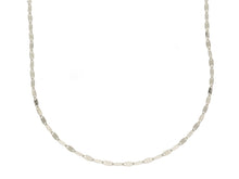 Load image into Gallery viewer, 18K WHITE GOLD CHAIN, THIN 1.3mm FLAT POLISHED DOUBLE OVALS, 17.7&quot; ITALY MADE.
