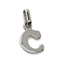 Load image into Gallery viewer, solid 18k white gold charm pendant small initial letter C, 10mm, 0.4 inches.
