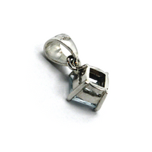 Load image into Gallery viewer, solid 18k white gold princess cut 1 carat 6.5mm natural aquamarine pendant.
